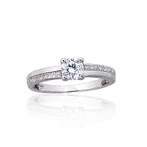 Серебряное кольцо, 18, 2.1 g, Серебро 925 проба, родий (покрытие), Цирконы