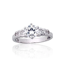 Серебряное кольцо, 17.5, 2.8 g, Серебро 925 проба, родий (покрытие), Цирконы