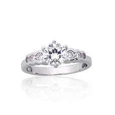 Серебряное кольцо, 17.5, 2.8 g, Серебро 925 проба, родий (покрытие), Цирконы