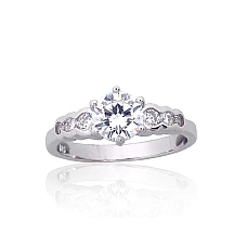 Серебряное кольцо, 18, 3.1 g, Серебро 925 проба, родий (покрытие), Цирконы