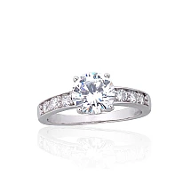 Серебряное кольцо, 17, 3.2 g, Серебро 925 проба, родий (покрытие), Цирконы