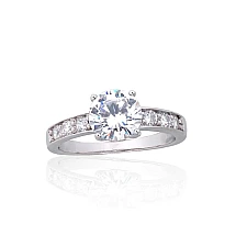 Серебряное кольцо, 17, 3.3 g, Серебро 925 проба, родий (покрытие), Цирконы