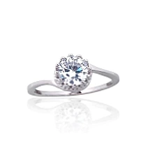 Серебряное кольцо, 17, 1.9 g, Серебро 925 проба, родий (покрытие), Цирконы
