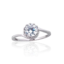 Серебряное кольцо, 18, 1.8 g, Серебро 925 проба, родий (покрытие), Цирконы
