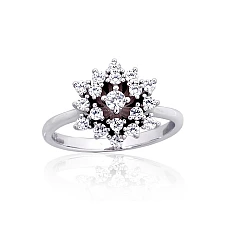 Серебряное кольцо, 18, 3.2 g, Серебро 925 проба, родий (покрытие), Цирконы