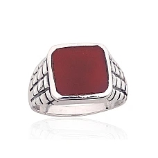 Silver ring, 20, 9.9 g, Silver 925 fineness, oxide (Plating), Carnelian
