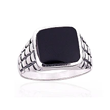 Silver ring, 21, 9.4 g, Silver 925 fineness, oxide (Plating), Onix