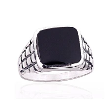 Серебряное кольцо, 21, 9.4 g, Серебро 925 проба, оксид (покрытие), Оникс