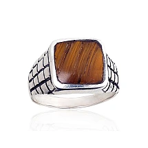 Silver ring, 20, 9.5 g, Silver 925 fineness, oxide (Plating), Tiger eye