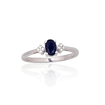Серебряное кольцо, 16, 1.8 g, Серебро 925 проба, родий (покрытие), Цирконы , Сапфир