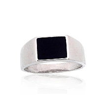 Silver ring, 22, 5.2 g, Silver 925 fineness, Rhodium (Plating), Onix