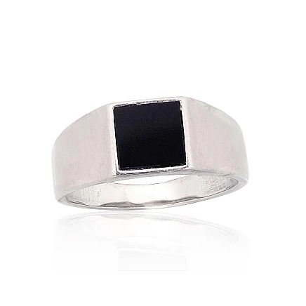 For man,  - Silver ring, 20.5, 5.1 g, Silver 925 fineness, Rhodium (Plating), Onix