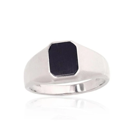 For man,  - Silver ring, 20.5, 4.8 g, Silver 925 fineness, Rhodium (Plating), Onix