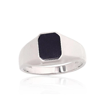 For man,  - Silver ring, 22, 5.4 g, Silver 925 fineness, Rhodium (Plating), Onix