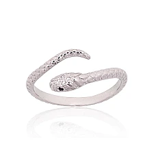 Silver ring, 18, 2.1 g, Silver 925 fineness, Rhodium (Plating), Zirkons
