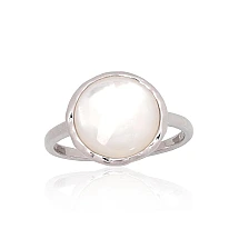 Серебряное кольцо, Серебро 925 проба, родий (покрытие), Перламутр