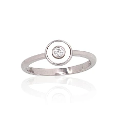 Серебряное кольцо, 16.5, 1.8 g, Серебро 925 проба, родий (покрытие), Цирконы , Перламутр