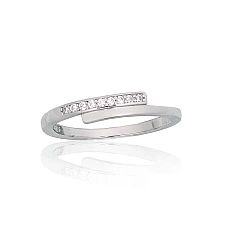 Серебряное кольцо, 16, 1.7 g, Серебро 925 проба, родий (покрытие), Цирконы