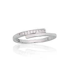 Серебряное кольцо, 17, 1.7 g, Серебро 925 проба, родий (покрытие), Цирконы