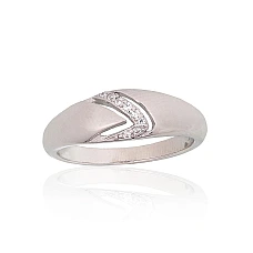 Silver ring, 17, 3 g, Silver 925 fineness, Rhodium (Plating), Zirkons