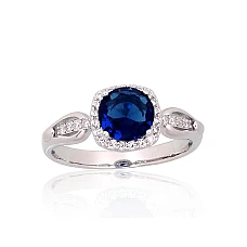 Silver ring, 18, 2.9 g, Silver 925 fineness, Rhodium (Plating), Zirkons
