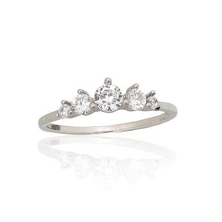 Women,  - Silver ring, 19, 1.3 g, Silver 925 fineness, Rhodium (Plating), Zirkons