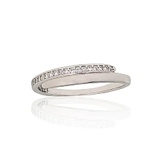 Silver ring, 19, 1.7 g, Silver 925 fineness, Rhodium (Plating), Zirkons