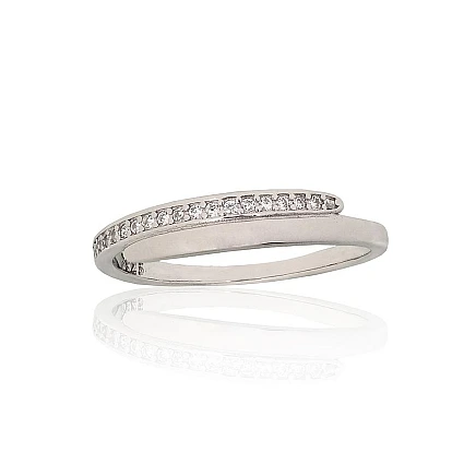 Women,  - Silver ring, 19, 1.7 g, Silver 925 fineness, Rhodium (Plating), Zirkons