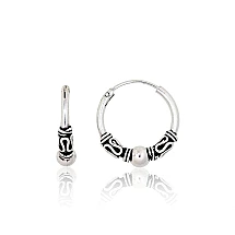 Silver earrings-rings, 1.7 g, Silver 925 fineness, oxide (Plating)