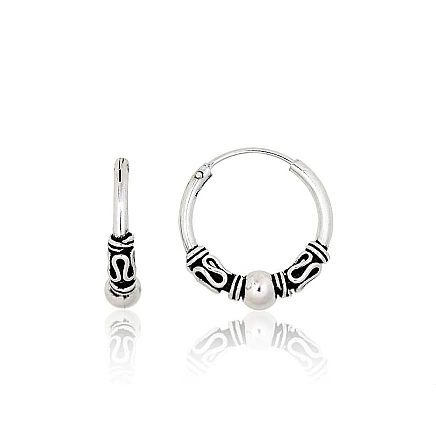 Серьги-кольца,  - Серебряные серьги-кольца, 1.8 g, Серебро 925 проба, оксид (покрытие)