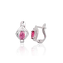 Серебряные серьги на английском замке, 1.2 g, Серебро 925 проба, родий (покрытие), Цирконы
