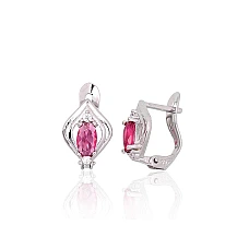Серебряные серьги на английском замке, 1.3 g, Серебро 925 проба, родий (покрытие), Цирконы