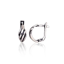 Silver earrings with 'english' lock, Silver 925 fineness, oxide (Plating)