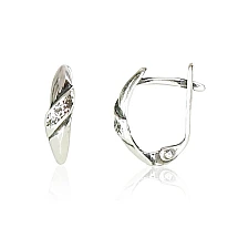 Silver earrings with 'english' lock, Silver 925 fineness, oxide (Plating)