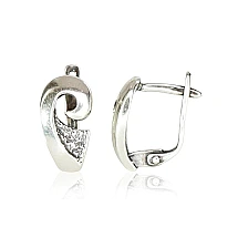 Silver earrings with 'english' lock, Silver 925 fineness, oxide (Plating)