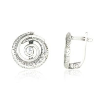 Silver earrings with 'english' lock, Silver 925 fineness, oxide (Plating)