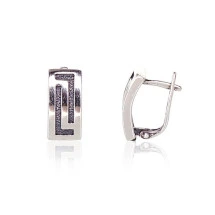 Silver earrings with 'english' lock, Silver 925 fineness, oxide (Plating)