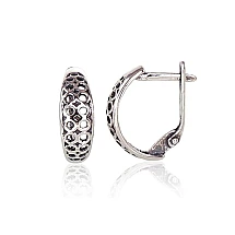 Silver earrings with 'english' lock, Silver 925 fineness, oxide (Plating)