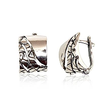 Silver earrings with 'english' lock, Silver 925 fineness, oxide (Plating)