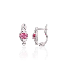 Серебряные серьги на английском замке, 1.2 g, Серебро 925 проба, родий (покрытие), Цирконы