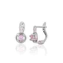 Серебряные серьги на английском замке, 1.3 g, Серебро 925 проба, родий (покрытие), Цирконы