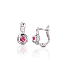 Серебряные серьги на английском замке, 1.3 g, Серебро 925 проба, родий (покрытие), Цирконы