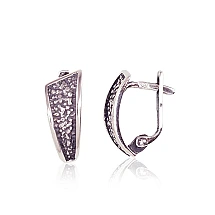 Silver earrings with 'english' lock, Silver 925 fineness, oxide (Plating)
