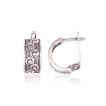 Silver earrings with 'english' lock, Silver 925 fineness, oxide (Plating)