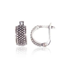 Silver earrings with 'english' lock, Silver 925 fineness, oxide (Plating)