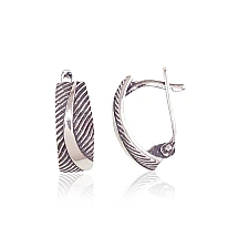 Silver earrings with 'english' lock, Silver 925 fineness, oxide (Plating)