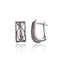 Silver earrings with 'english' lock, Silver 925 fineness, oxide (Plating)