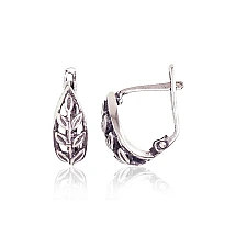 Silver earrings with 'english' lock, Silver 925 fineness, oxide (Plating)