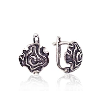 Silver earrings with 'english' lock, Silver 925 fineness, oxide (Plating)