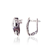 Silver earrings with 'english' lock, Silver 925 fineness, oxide (Plating)